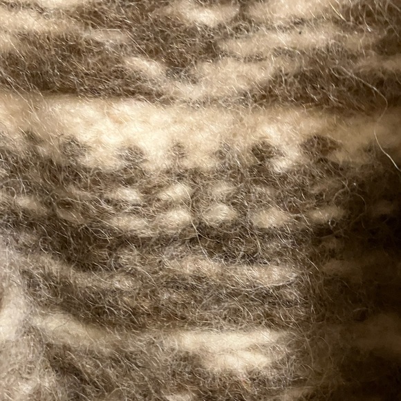 Classic Cream and Brown Zip-Front Wool Cardigan - Picture 8 of 10